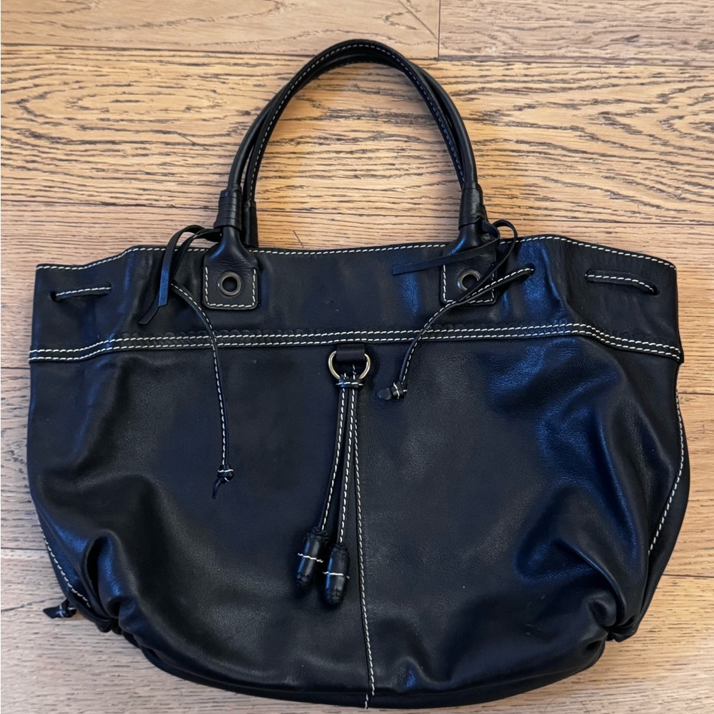 Authentic Andrea Mabiani Black Genuine Leather Tote Bag Made in Italy